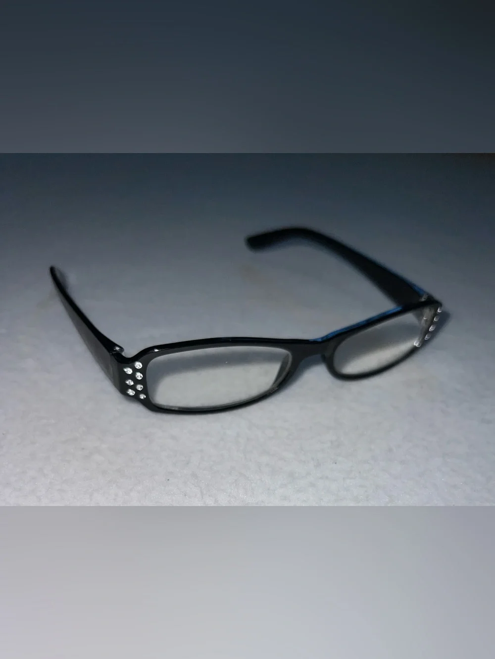 Black Women's Reading Glasses with Crystal Temple Accents